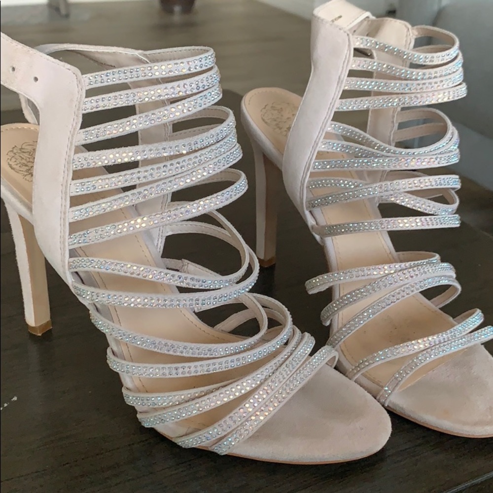 Rose suede heels